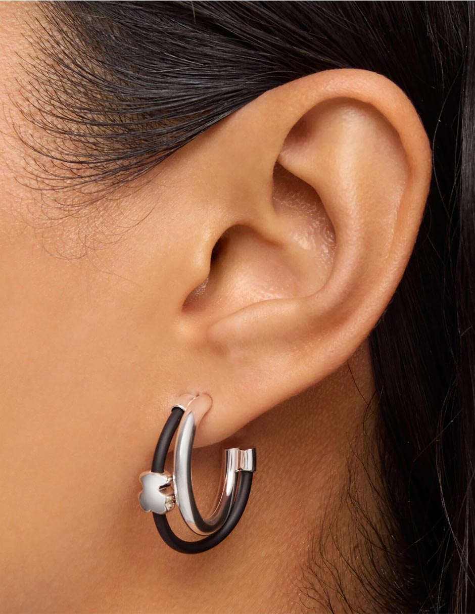 Aretes de aro de oso Tous Bold Motif de plata P 925 con acabado brillante